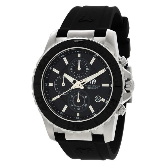 NWT Authentic Technomarine Sea Chronograph Quartz Black Dial Men's Watch - Picture 1 of 3